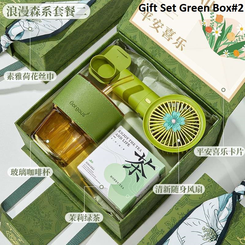 Gift Set Green Box#2 - Cup-Honey Tea-Fan